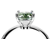 Minimalist Solitaire Engagement Ring Setting for Fancy Green Oval Center with Thin Band and Prong Head in Platinum