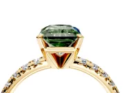 Solitaire Engagement Ring Setting for Fancy Green Radiant Cut Center with Large Accents and Prong Head in Yellow Gold
