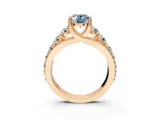 Solitaire Engagement Ring Setting for Fancy Blue Oval Center with Graduated Shared Prongs and Prong Head in Rose Gold