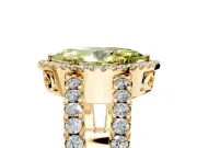 Halo Engagement Ring Setting for Fancy Yellow Marquise Center with Wide-Open Pave Split Shank and Prong Head in Yellow Gold
