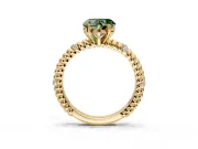 Rope Engagement Ring Setting for Fancy Green Heart-Shaped Center with Accent Shoulders and Prong Head in Yellow Gold
