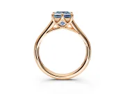 Solitaire Engagement Ring Setting for Fancy Blue Princess Cut Center with Cathedral Band and Prong Head in Rose Gold