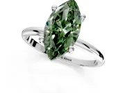 Minimalist Solitaire Engagement Ring Setting for Fancy Green Marquise Center with Thin Band and Prong Head in White Gold