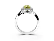 Starburst Halo Engagement Ring Setting for Fancy Yellow Radiant Cut Center with Flat Cathedral Band and Prong Head in Sterling Silver