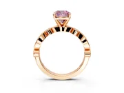 Solitaire Engagement Ring Setting for Fancy Pink Cushion Cut Center with Milgrain Bezel Accents and Prong Head in Rose Gold
