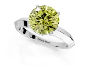 Solitaire Engagement Ring Setting for Fancy Yellow Round Cut Center with Wide Knife Ridge Band and Prong Head in Platinum