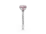 Solitaire Engagement Ring Setting for Fancy Pink Princess Cut Center with Plain Twisted Rope Band and Prong Head in Sterling Silver