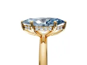 Hidden Halo Engagement Ring Setting for Fancy Blue Marquise Center with Thin Rounded Band and Prong Head in Yellow Gold