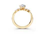 Solitaire Engagement Ring Setting for Pear-Shaped Center with Marquise Accent Twist Band and Prong Head in Yellow Gold