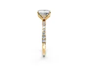 Solitaire Engagement Ring Setting for Princess Cut Center with Fine Pave Accents and Prong Head in Yellow Gold