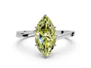 Solitaire Engagement Ring Setting for Fancy Yellow Marquise Center with Plain Bypass Twist Band and Prong Head in Platinum