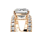 Solitaire Engagement Ring Setting for Asscher Cut Center with Wide-Open Split Shank and Prong Head in Rose Gold