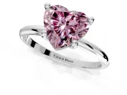 Minimalist Solitaire Engagement Ring Setting for Fancy Pink Heart-Shaped Center with Thin Band and Prong Head in White Gold