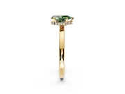 Hidden Halo Engagement Ring Setting for Fancy Green Pear-Shaped Center with Plain Band and Tall Prong Head in Yellow Gold