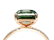 Solitaire Engagement Ring Setting for Fancy Green Asscher Cut Center with Pave Accents and Prong Head in Rose Gold