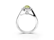 Halo Engagement Ring Setting for Fancy Yellow Marquise Center with Outer Bezel Rim, Pave Band and Prong Head in Platinum