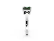 Solitaire Engagement Ring Setting for Fancy Green Asscher Cut Center with Plain Band and Flat Tab Prong Head in White Gold