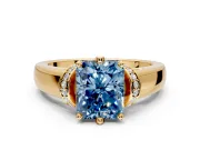 Solitaire Engagement Ring Setting for Fancy Blue Radiant Cut Center with Wide Band, Pave Collar and Prong Head in Yellow Gold