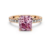 Solitaire Engagement Ring Setting for Fancy Pink Radiant Cut Center with Large Accents and Prong Head in Rose Gold