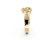 Halo Engagement Ring Setting for Fancy Yellow Heart-Shaped Center with Wide Band, Inlaid Accent Row and Prong Head in Yellow Gold