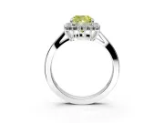 Starburst Halo Engagement Ring Setting for Fancy Yellow Cushion Cut Center with Flat Cathedral Band and Prong Head in Sterling Silver