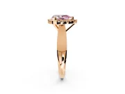 Halo Engagement Ring Setting for Fancy Pink Pear-Shaped Center with Square Band and Prong Head in Rose Gold