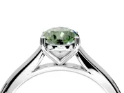 Solitaire Engagement Ring Setting for Fancy Green Pear-Shaped Center with Narrow Cathedral Band and Prong Head in Platinum