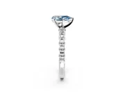 Solitaire Engagement Ring Setting for Fancy Blue Pear-Shaped Center with Bezel-Dot Beaded Band and Prong Head in Platinum