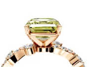 Solitaire Engagement Ring Setting for Fancy Yellow Asscher Cut Center with Bar-Station Pave Twist and Prong Head in Rose Gold