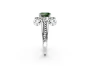 Solitaire Engagement Ring Setting for Fancy Green Cushion Cut Center with Twisted Band and Scroll Prong Head in Sterling Silver