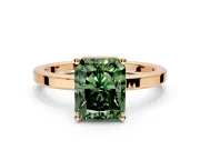 Hidden Halo Engagement Ring Setting for Fancy Green Radiant Cut Center with Wide Flat Plain Band and Prong Head in Rose Gold