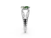 Halo Engagement Ring Setting for Fancy Green Pear-Shaped Center with Rope Twist Split Shank and Prong Head in Platinum