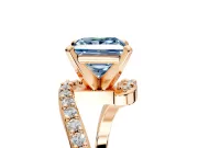 Solitaire Engagement Ring Setting for Fancy Blue Princess Cut Center with Pave Bypass Swirl Band and Prong Head in Rose Gold