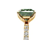 Solitaire Engagement Ring Setting for Fancy Green Princess Cut Center with Fine Pave Accents and Prong Head in Yellow Gold