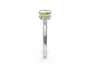 Hidden Halo Engagement Ring Setting for Fancy Yellow Princess Cut Center with Plain Rounded Band and Prong Head in Platinum