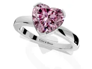 Solitaire Engagement Ring Setting for Fancy Pink Heart-Shaped Center with Plain Band and Flat Tab Prong Head in Sterling Silver