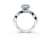 Solitaire Engagement Ring Setting for Fancy Blue Asscher Cut Center with Half-Pave Crossover Band and Prong Head in White Gold