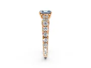 Solitaire Engagement Ring Setting for Fancy Blue Asscher Cut Center with Pave Cathedral Shoulders and Prong Head in Rose Gold