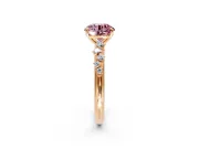 Cluster Engagement Ring Setting for Fancy Pink Round Cut Center with Round Cut Accent Band and Prong Head in Rose Gold