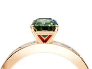 Solitaire Engagement Ring Setting for Fancy Green Emerald Cut Center with Channel Baguette Band and Prong Head in Rose Gold