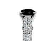 Solitaire Engagement Ring Setting for Fancy Black Round Cut Center with Pave Cathedral Shoulders and Prong Head in Platinum