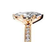 Solitaire Engagement Ring Setting for Marquise Center with Milgrain-Edged Pave Band and Prong Head in Rose Gold