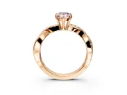 Crossover Engagement Ring Setting for Fancy Pink Pear-Shaped Center with Pave and Plain Strands and Prong Head in Rose Gold