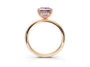 Hidden Halo Engagement Ring Setting for Fancy Pink Princess Cut Center with Thin Round-Wire Band and Prong Head in Rose Gold