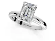 Solitaire Engagement Ring Setting for Emerald Cut Center with Wire Band and Prong Head in Sterling Silver