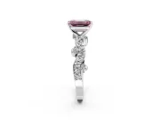 Solitaire Engagement Ring Setting for Fancy Pink Emerald Cut Center with Bar-Station Pave Twist and Prong Head in White Gold