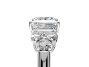 Cluster Engagement Ring Setting for Princess Cut Center with Round Cut Accent Frame and Prong Head in Sterling Silver