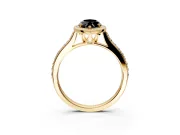 Halo Engagement Ring Setting for Fancy Black Marquise Center with Pave Accents, Heart Basket and Prong Head in Yellow Gold