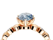 Solitaire Engagement Ring Setting for Fancy Blue Marquise Center with Beaded Bezel Station Band and Prong Head in Rose Gold