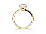 Solitaire Engagement Ring Setting for Asscher Cut Center with Large Accent Band and Prong Head in Yellow Gold
